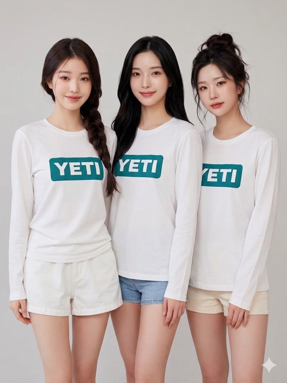 Yeti White Long-Sleeve Tee with Teal Logo for Women with FREE 2 Sweater